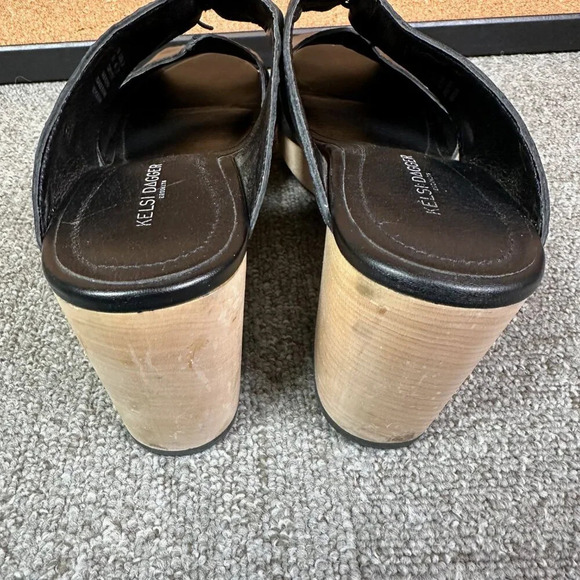 Kelsi Dagger Brooklyn Women's Leather Clog Wood Platform Heeled Sandal 9.5 - Picture 3 of 7